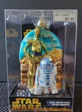 Star Wars R2D2 And C3PO Hand-Crafted Glass Holiday Ornament by Kurt S. Adler