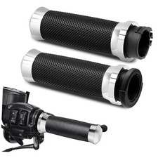 1inch Handlebar Grips, Cable Throttle Control Hand Grips Fit for Harley Chrome