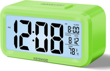 Travel Digital Alarm Clock, Battery Operated with Indoor Temperature, Desk
