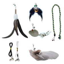 Cat Feather Toy Refills for Cat Wand 5-Pack Undyed Natural Big Feather Cats W...