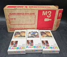 Sylvania Blue Dot Clear Camera Flash Bulbs M3 NOS Vintage FULL CASE OF 12 BOXES 