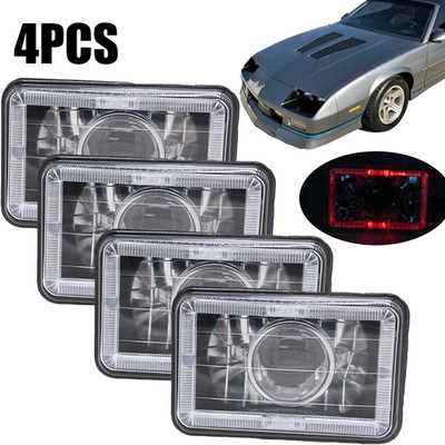 4PCS 4x6'' LED Headlights Halo Sealed Beam For 1982-1992 Chevrolet Camaro