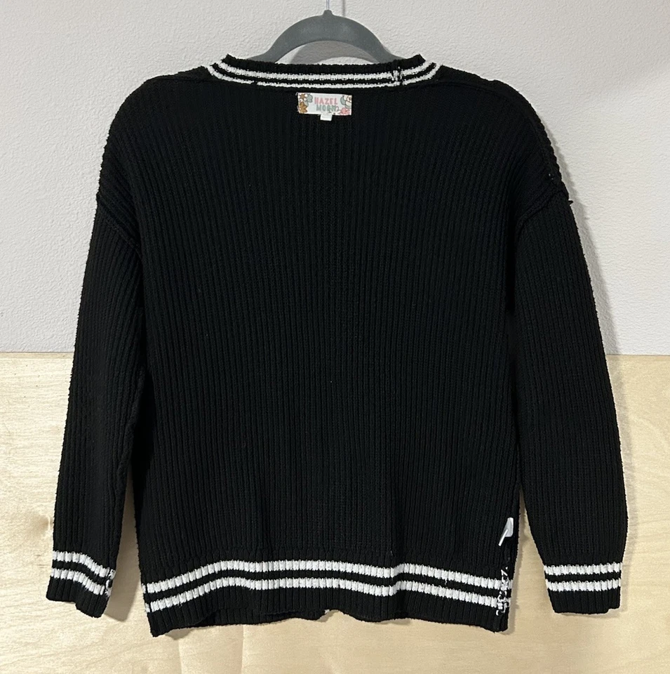 Cárdigan tejido Hazel Moon Big Girls estilo universitario logotipo B negro talla 16 Foto 4 de 4