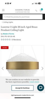 Luzerne 1 Light 26 inch Aged Brass Pendant Ceiling Light (NEW NEEDS CRYSTALS)