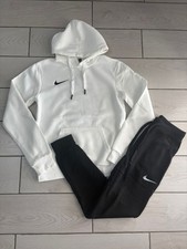 Tuta Nike Completa Felpata Con Cappuccio Taglia XXL Maglia Bianca Pantalone Nero