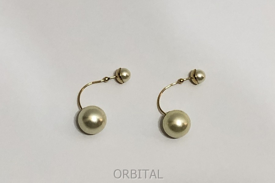 Dior Tribal Drop Earrings with Double Fake Pearls in Gold Tone
