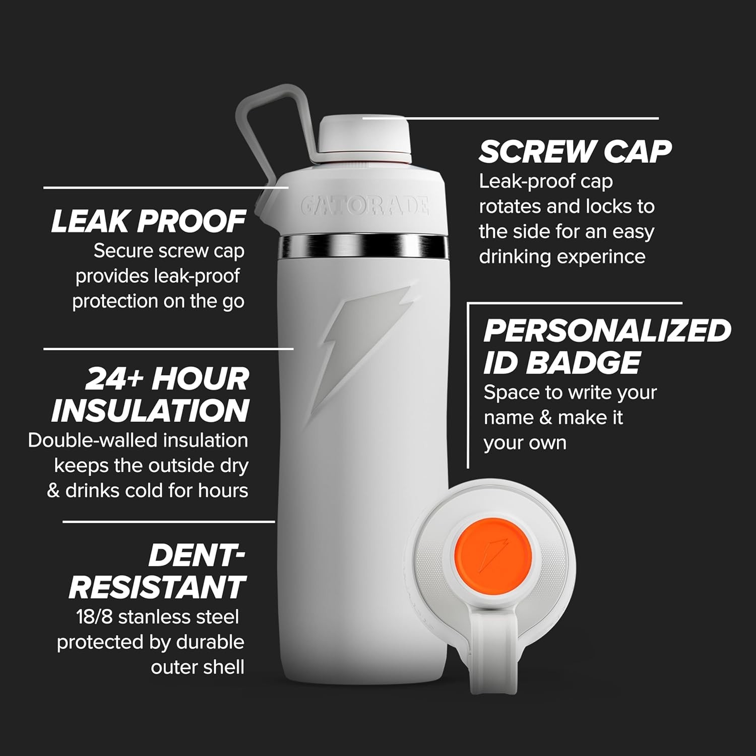 NEW GATORADE OVERTIME 22OZ STAINLESS STEEL WATER BOTTLE ROYAL BLUE TWIST CAP