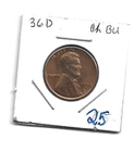1936D LINCOLN CENT CH BU RED