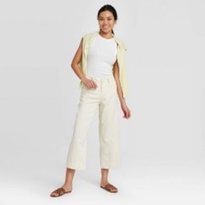 A New Day Women's Cropped Stretch Wide-Leg Pant size 6 NWT cream color
