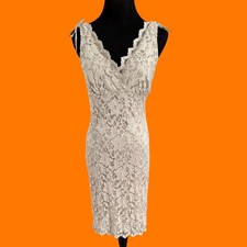90's vintage cream lace romantic coquette bodycon y2k dress LARGE runs small