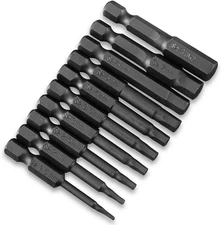 S2 Steel Hex Head Screwdriver Bit Set, 10PCS, 1.5-8Mm Metric, 1/4 Inch Hex Shank