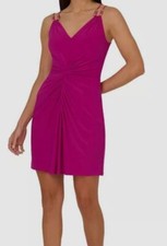 Adrianna Papell Women's Purple Shirred Double-Strap Dress Size 12