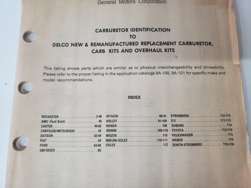 GM AC Delco Carburetor Identification Guide 9A-137 1983 Cross Reference - Picture 3 of 10