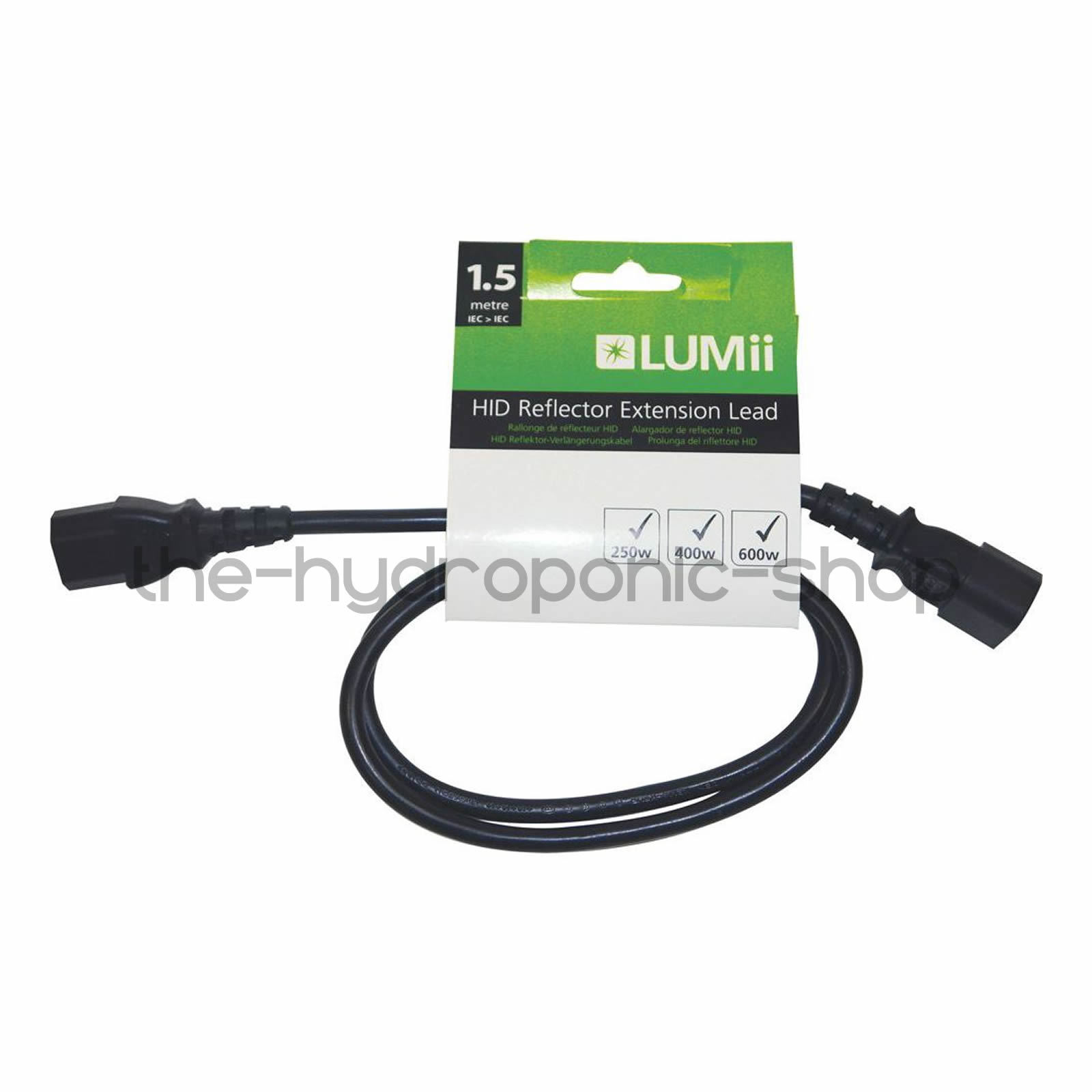 Lumii HID Reflector Extension IEC To IEC Lead 1.5M Meters Hydroponics