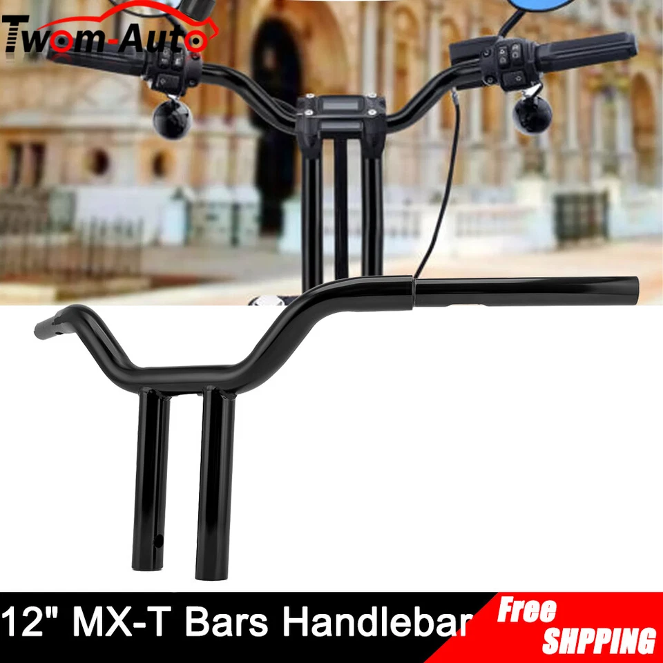 Руль 12 дюймов MX-T 1 1/4 дюйма для Harley XLH883 Sportster Wide Super Glide CVO - Изображение 3 из 4