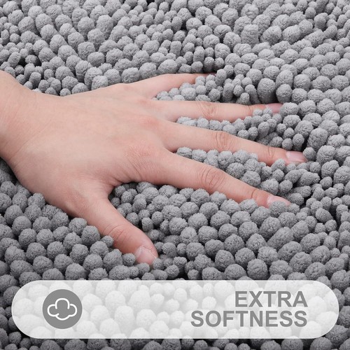 Grandaily Chenille Striped Bathroom Rug Mat, Extra Thick and Absorbent Bath Rugs - Bild 3 von 7