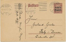 BAYERN MÜNCHEN 2 Maschinestempel 1920 auf 15 Pf Wappen GA mit DOPPEL-ÜBERDRUCK