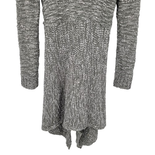 Vtg 90s Wool Ruffled Knit Cardigan Sweater Duster L Gray Whimsical Fairy Goth - Picture 11 of 13