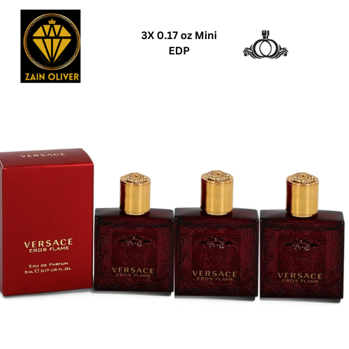 3X Versace Eros Flame Cologne By Versace for Men 0.17 oz Mini EDP