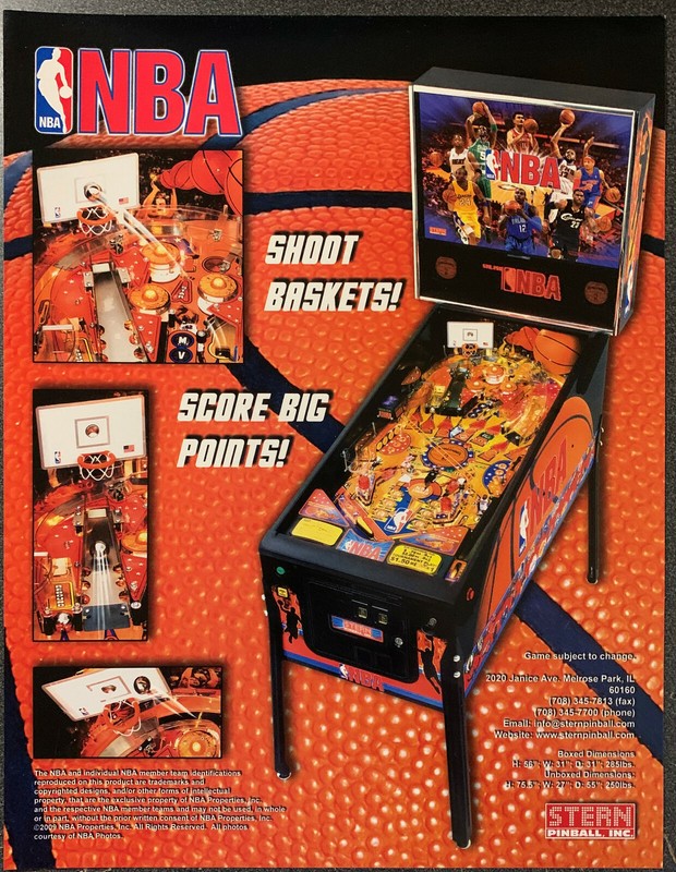 NBA Pinball  - Stern Pinball Advertising Flyer - 2009 - Box Shipped