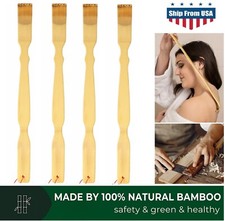 4 Natural Bamboo 18.3" Back Scratcher Long Reach Pick Itch Relief Massage Tool