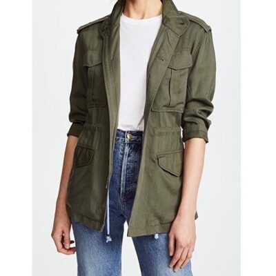 DL1961 Womens Beekman Military Green Utility Jacket Front Zip