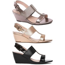 LADIES WOMEN?S COMFORT PLUS WIDER FITTING WEDGE HEEL SHOES CASUAL BUCKLE SANDALS