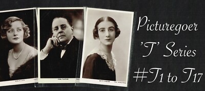 PICTUREGOER - T-Serie 1920er   THEATER/FILMSTAR   Postkarten #T1 bis #T17