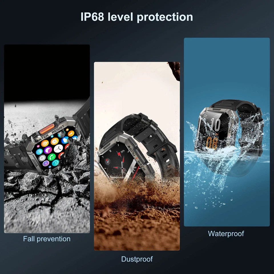 Smart Watch Military Tactical Men Sport Heart Rate Fitness Tracker Wristwatch US