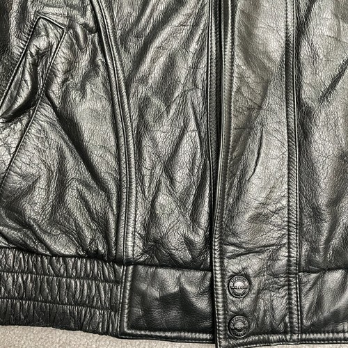 Wilsons Vintage Bomber Leather Jacket Men Large Black Full Zip Lined Biker Motor - Picture 3 of 15