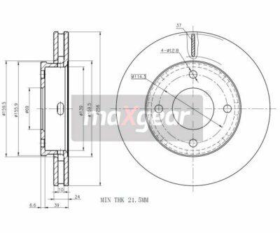 2X MAXGEAR BREMSSCHEIBE  FÃ?R MITSUBISHI VORNE COLT 04- SMART