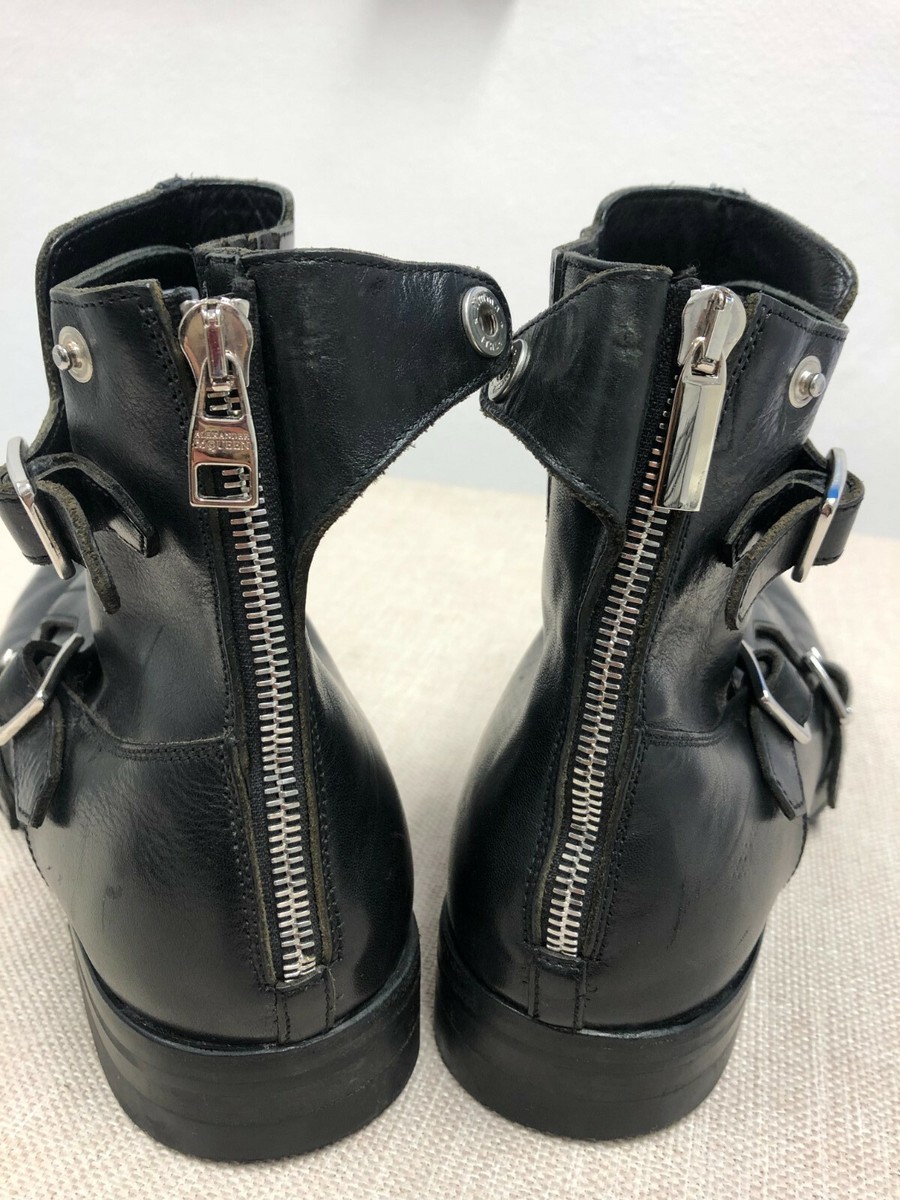 ALEXANDER MCQUEEN Triple Buckle Monk-strap Leather Boots  display picture 1