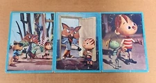 3 Lot Saalfield 1960s comic ad sheet Rankin Bass Pinocchio puzzles dot PBN 27