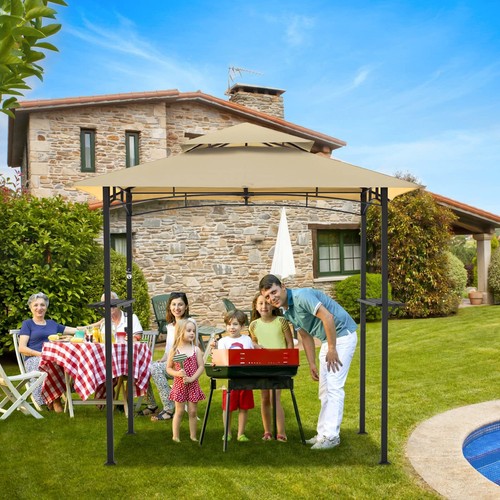 8' x 5' Grill Gazebo Grill Canopy 2 Tier BBQ Gazebo Shelter for Patio Backyard - Picture 9 of 38