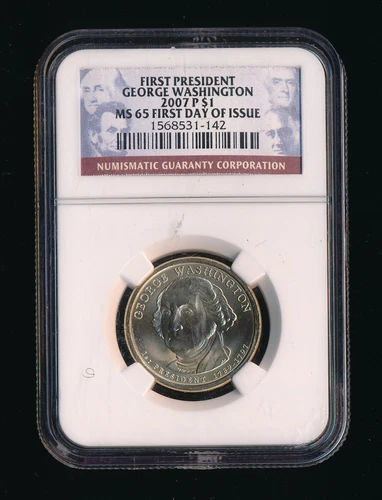 2007-P NGC MS65 $1 GEORGE WASHINGTON 1ST DAY ISSUE POSITION 68531-142