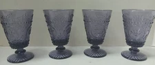 Set of 4 Vtg. EAP Glass Crown Pattern Flint Amethyst Goblets - Unusual Color!