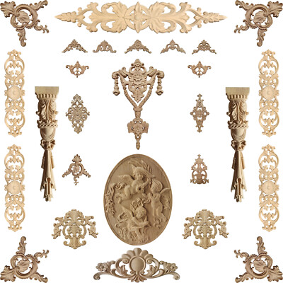 Holz Verzierung Ornament Schnitzerei Möbel Deko Tür Schrank Ecke Retro Antik