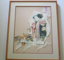 JAPAN CHINA PAINTING ABSTRACT EXPRESSIONISM  MODERNISM SIGNED MYSTERY COLLAGE