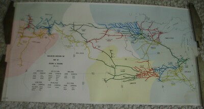 Colorful Burlington Northern Inc. 1973 Map Of Regions & Divisions 20'' X 11''