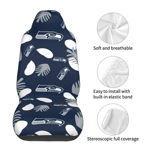2pcs Seattle Seahawks Elastic Car Seat Covers Car Front Rear Protectors Decor