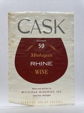Barrica Nº 59 Rhine Wine Michigan Wineries Paw, etiqueta Michigan