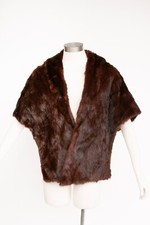 1950s Fur Stole Mink Brown Plush Fluffy Wrap Caplet
