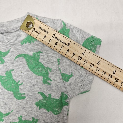 Old Navy Baby Boy Short Sleeve Gray One Piece W/ Green Dinosaurs Size 6-12M - Picture 4 of 8