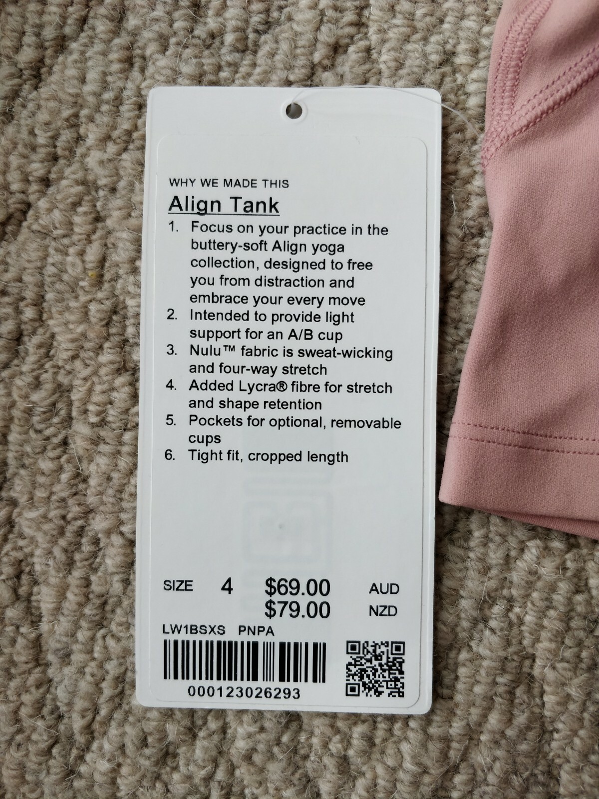 ⭐NWT Lululemon Align Tank Pink Pastel Size 4 RARE image 3