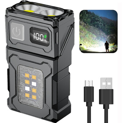 Mini USB Rechargeable LED Flashlight COB Work Lamp Torch Portable Keychain Light