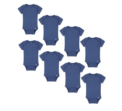 Gerber, unisex-baby Premium Short Sleeve Onesies  Bodysuit in Blue