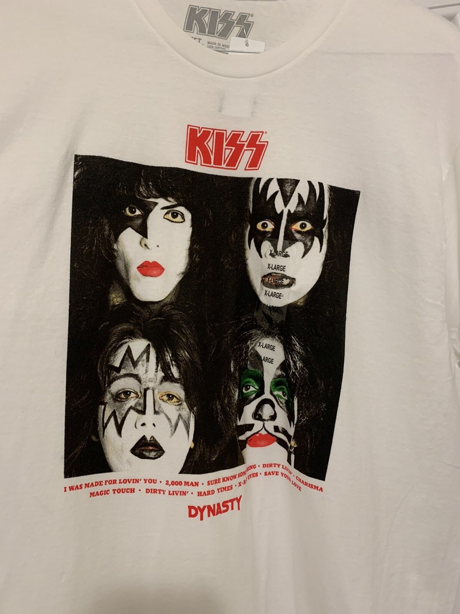 New Authentic Vintage Style Kiss Rock Band Faces Dynasty White T