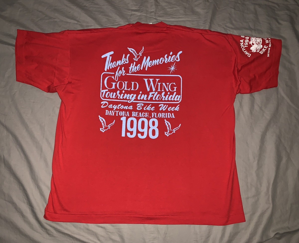 1998 GOLD WING BIKE WEEK World Famous Daytona Beach Fla red T shirt Men 2XL View 2