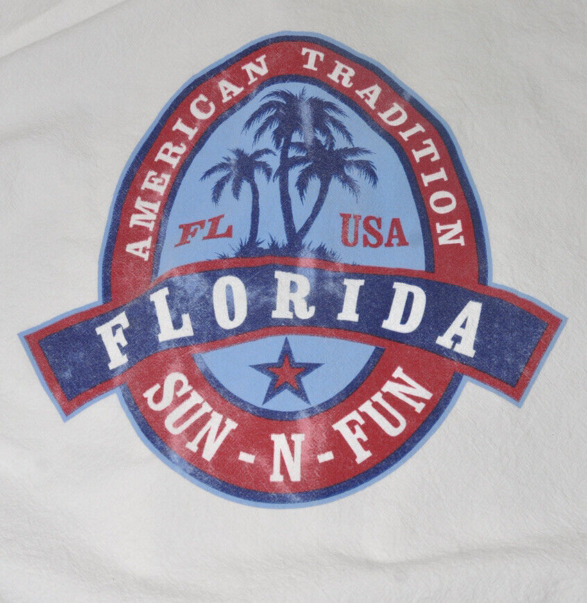 FLORIDA FUN-N-SUN VINTAGE 1990's White Cotton Bea… - image 4