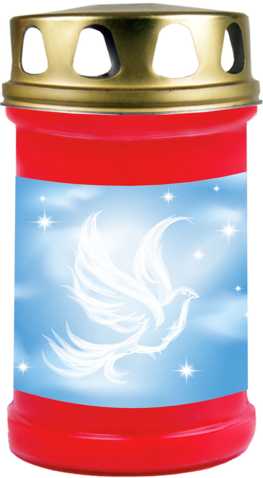 Grabkerze Rot mit Motiv Blue 48 Std Grablicht Grabkerzen Grabschmuck Grablichter